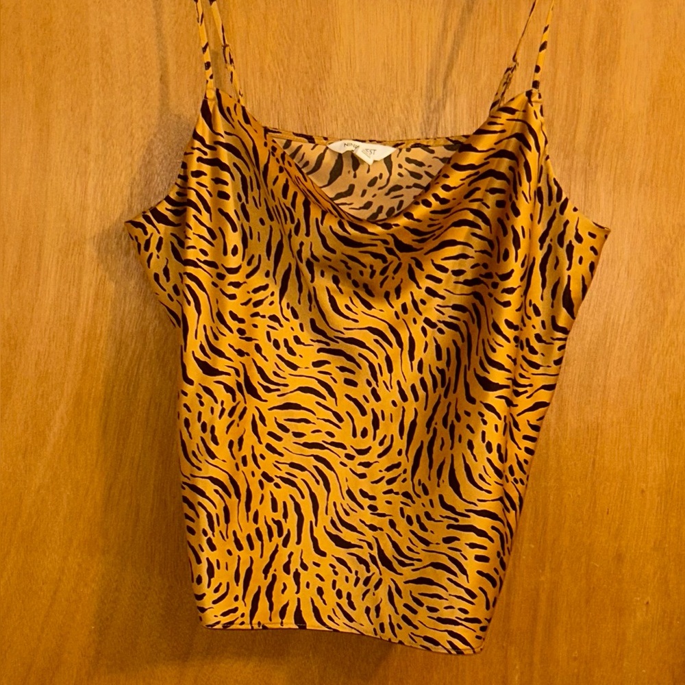 Nine West Leopard Print Cowl Neck Camisole Top XL
